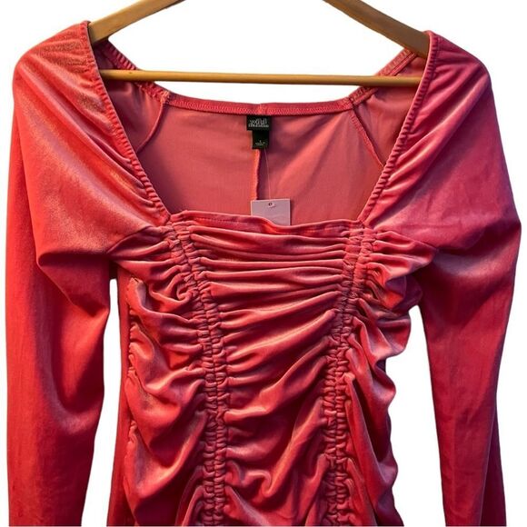 😊 3/$30 Y2K Style Bodycon 2000s Style Size S NWT Wild Fable Pink Velvet Dress - Picture 5 of 13